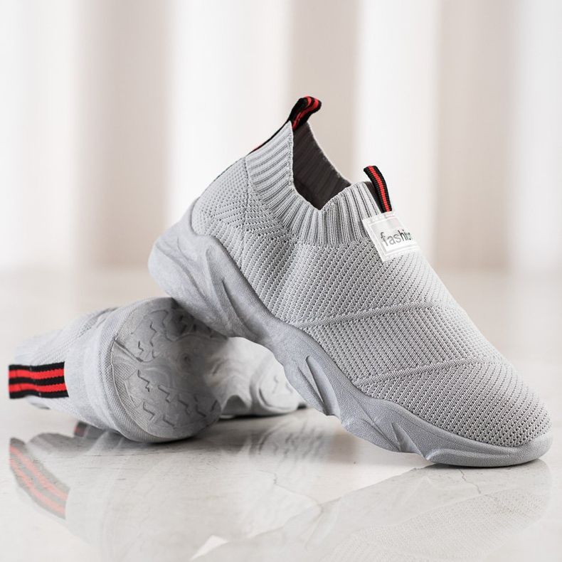 SHELOVET Zapatillas de moda sin cordones grises 1