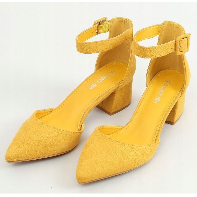 Zapatos de salón con tacón ancho en miel LL76 Amarillo 1 Zapatos de salón con tacón ancho en miel LL76 Amarillo 1