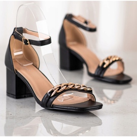 SHELOVET Sandalias Con Cadena Decorativa negro 2