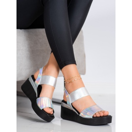 Coura Sandalias de cuña brillantes plata 3