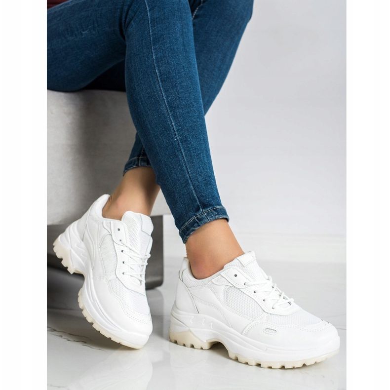 SHELOVET Zapatillas blancas con malla blanco 2