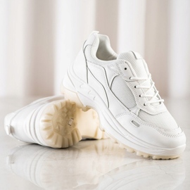 SHELOVET Zapatillas blancas con malla blanco 3