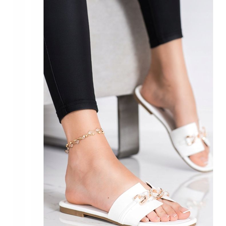 Renda Pantuflas Elegantes Con Adorno blanco 1