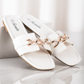 Renda Pantuflas Elegantes Con Adorno blanco 2