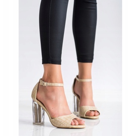 Renda Sandalias Con Tacón Transparente beige 2