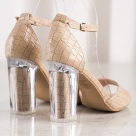 Renda Sandalias Con Tacón Transparente beige 1