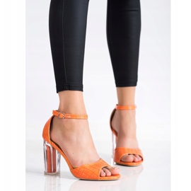 Renda Sandalias Con Tacón Transparente naranja 2