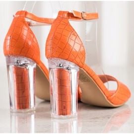 Renda Sandalias Con Tacón Transparente naranja 1