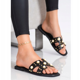 SHELOVET Zapatillas de moda con diamantes de imitación negro 3