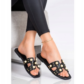 SHELOVET Zapatillas de moda con diamantes de imitación negro 2