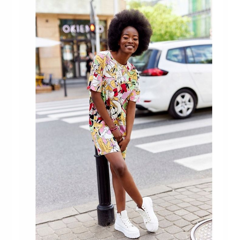 Zapatillas altas para mujer en una plataforma blanca Manhattan blanco 2