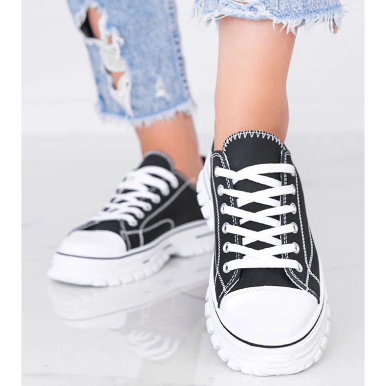 Zapatillas de mujer negras sobre suela gruesa Georgia negro 1