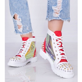 Botas transparentes blancas y rojas con tachuelas Lea blanco rojo 1 Botas transparentes blancas y rojas con tachuelas Lea blanco rojo 1
