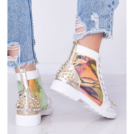 Botas transparentes blancas y doradas con tachuelas Lea blanco 2