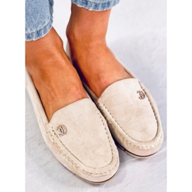 Mocasines de mujer beige claro GS14P Beige 3