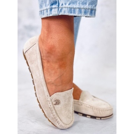 Mocasines de mujer beige claro GS14P Beige 1