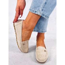 Mocasines de mujer beige claro GS14P Beige 2
