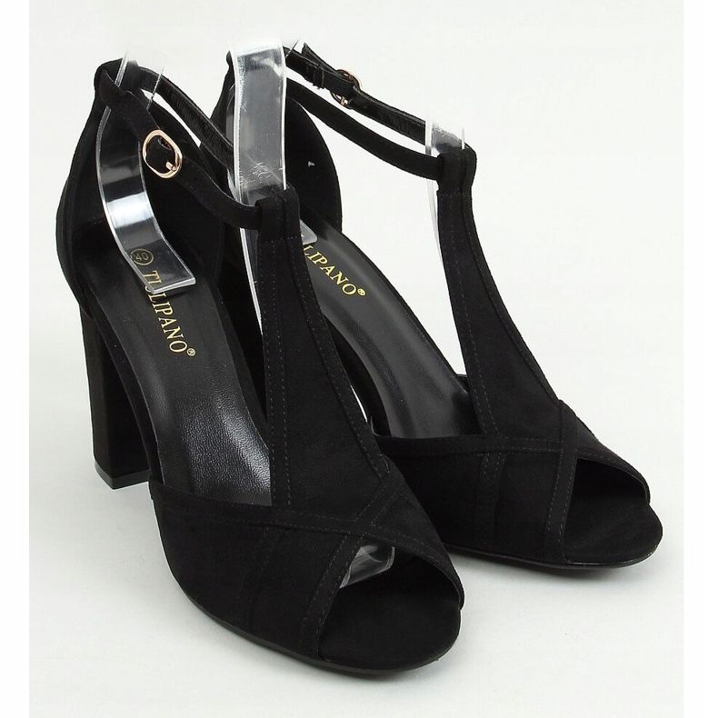 Sandalias negras de tacón P1L1798-3 Black negro 1