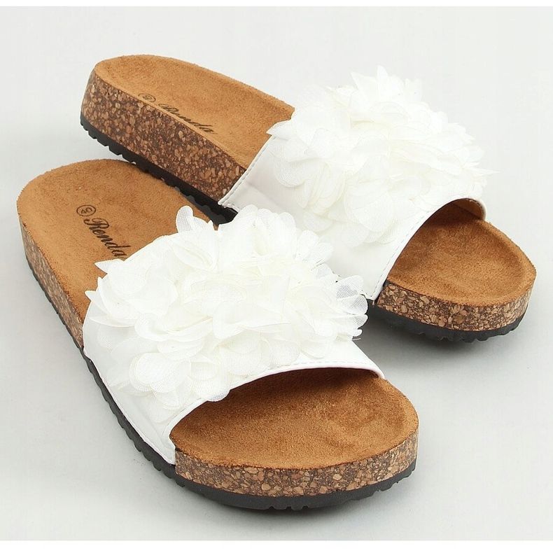 Zapatillas de corcho blanco con flores 620-73 Blanco 1 Zapatillas de corcho blanco con flores 620-73 Blanco 1