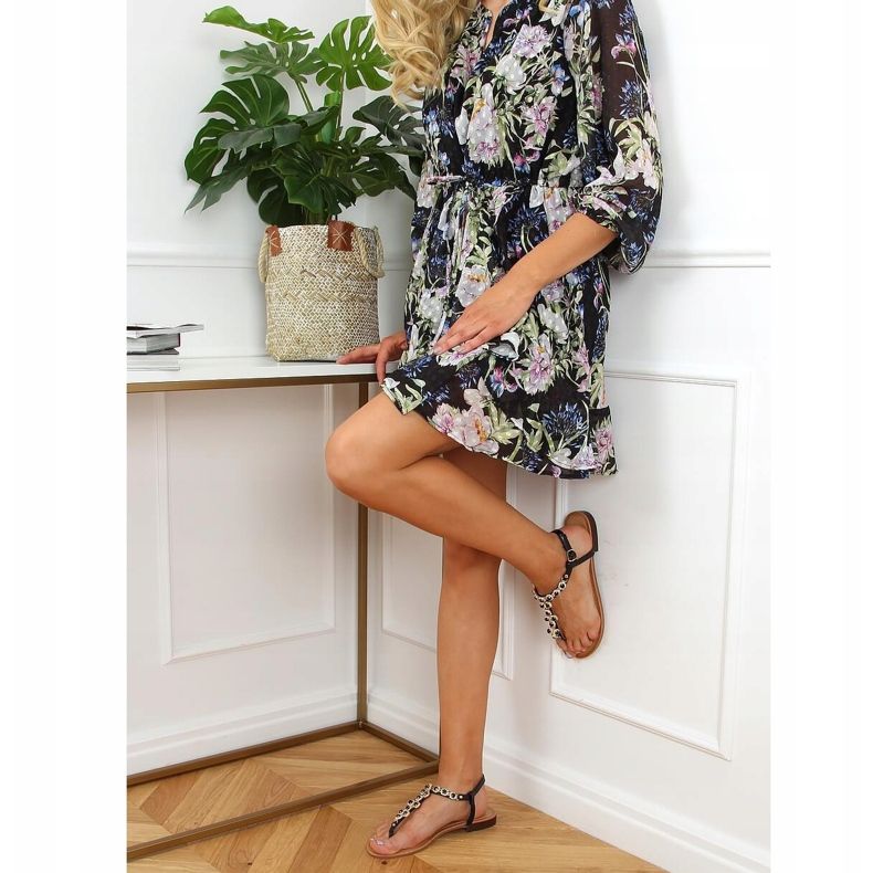 Sandalias chanclas con piedras negro 620-71 Negro 1