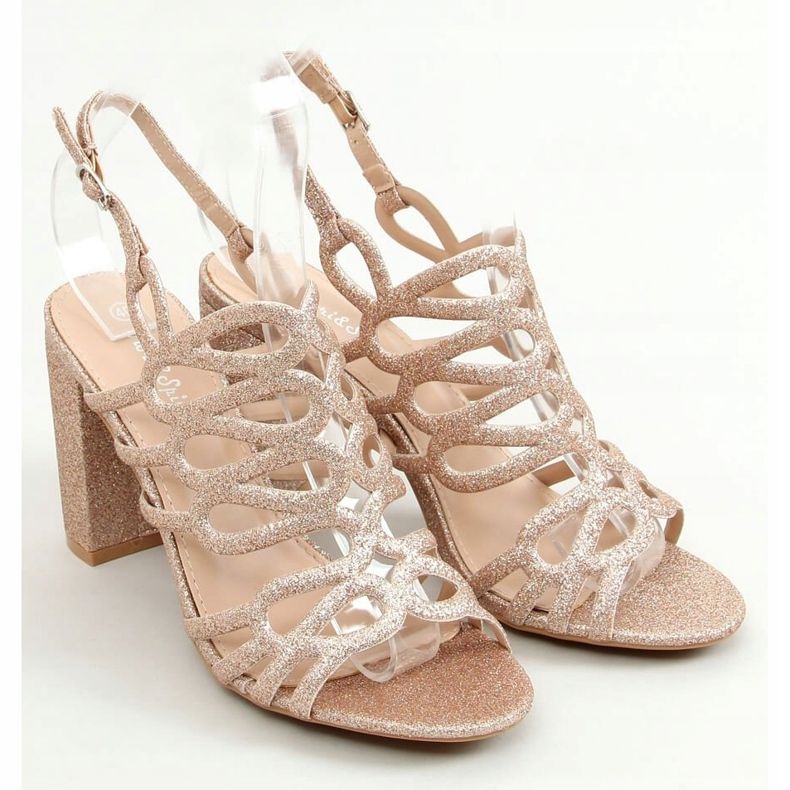 Sandalias tacón Champagne 5099 Champagne rosado dorado 1