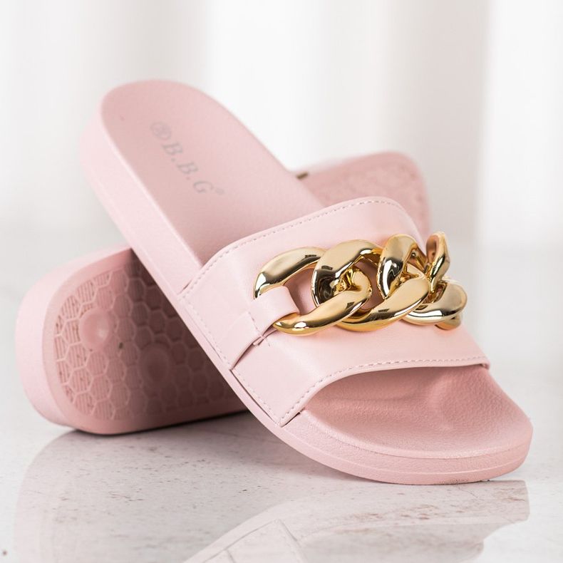 SHELOVET Pantuflas rosas con adorno 2