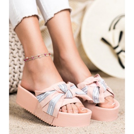 SHELOVET Zapatillas de moda con lazo rosado 3