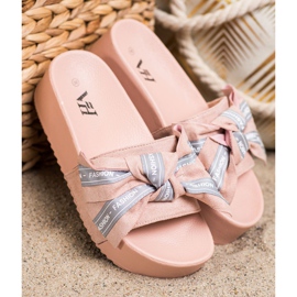 SHELOVET Zapatillas de moda con lazo rosado 2