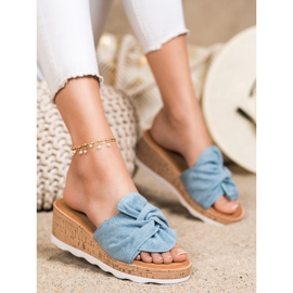Cm Paris Sandalias de cuña de ante azul 1