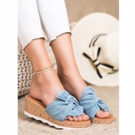 Cm Paris Sandalias de cuña de ante azul 3