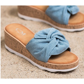 Cm Paris Sandalias de cuña de ante azul 2