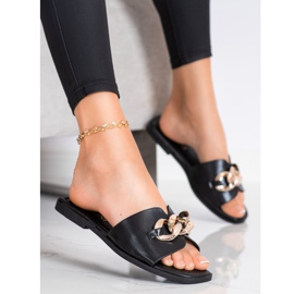 SHELOVET Pantuflas Con Decoración Dorada negro 3