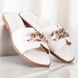 SHELOVET Zapatillas con adorno dorado blanco 3