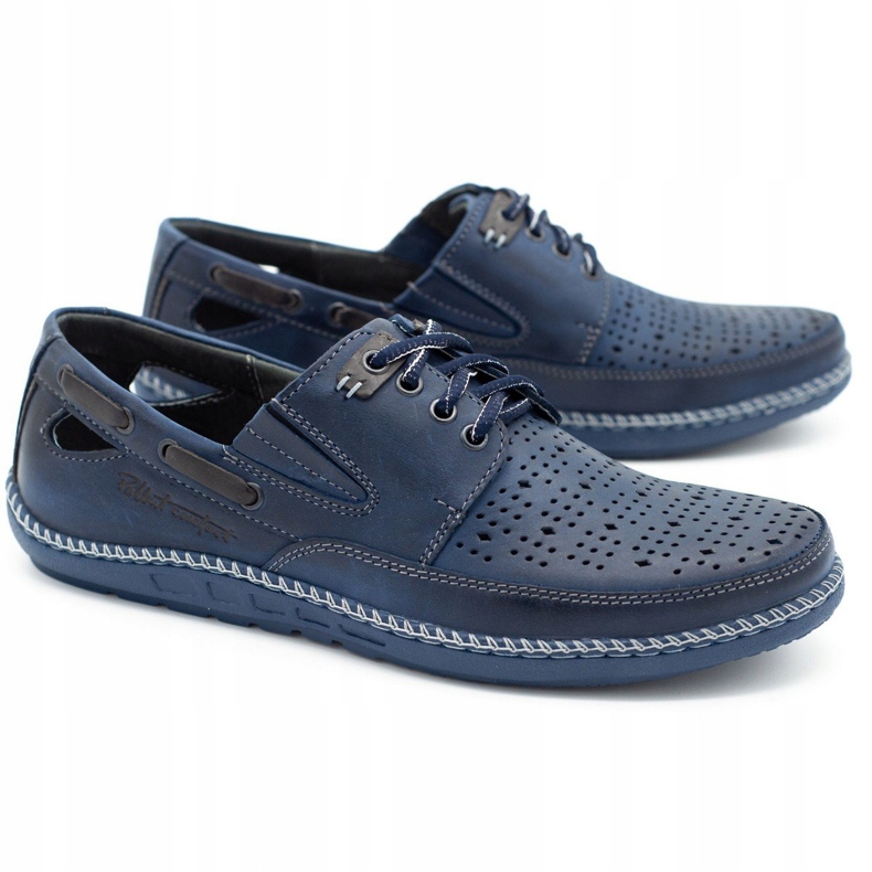 Polbut Zapatos de hombre, mocasines calados J69L azul marino 1