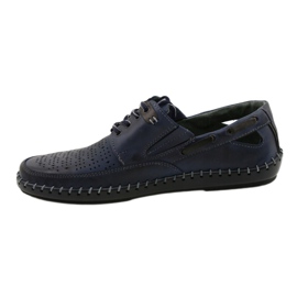 Polbut Zapatos de hombre, mocasines calados J69L azul marino 3