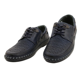 Polbut Zapatos de hombre, mocasines calados J69L azul marino 4