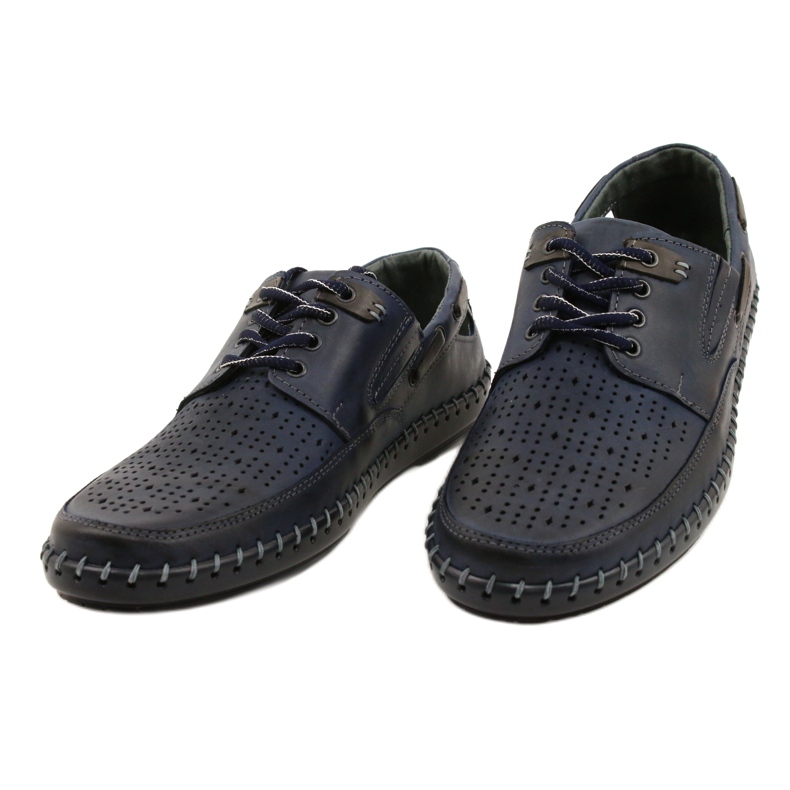 Polbut Zapatos de hombre, mocasines calados J69L azul marino 4