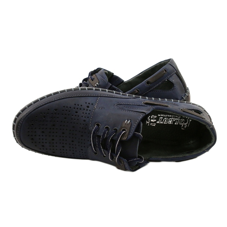 Polbut Zapatos de hombre, mocasines calados J69L azul marino 6
