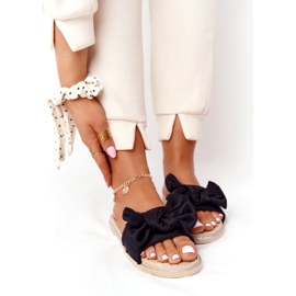 MSMG Pantuflas Andrea Negra De Goma Con Lazo negro 4