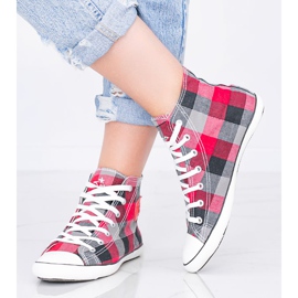 Shape of You zapatillas rojas a cuadros negro rojo gris 2