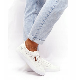 Zapatillas de mujer de encaje Big Star W274925 Blanco 4