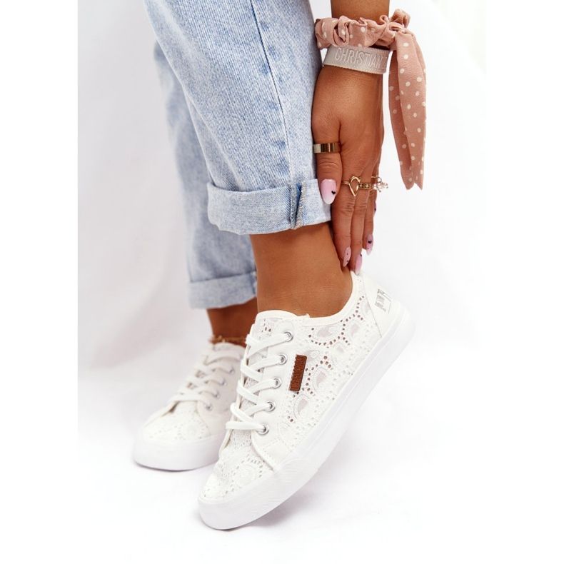 Zapatillas de mujer de encaje Big Star W274925 Blanco 3