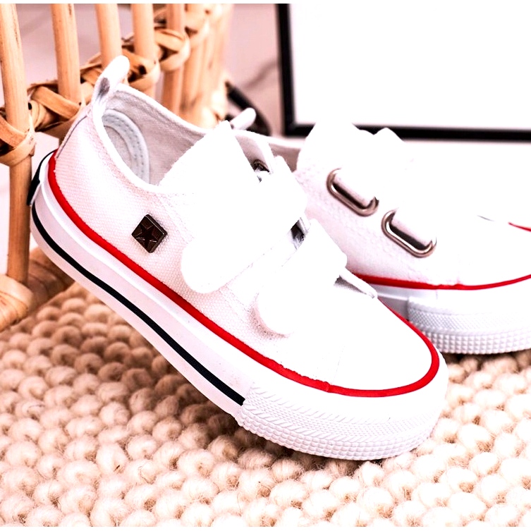 Zapatillas bajas para niños con velcro Big Star HH374095 Blanco 4