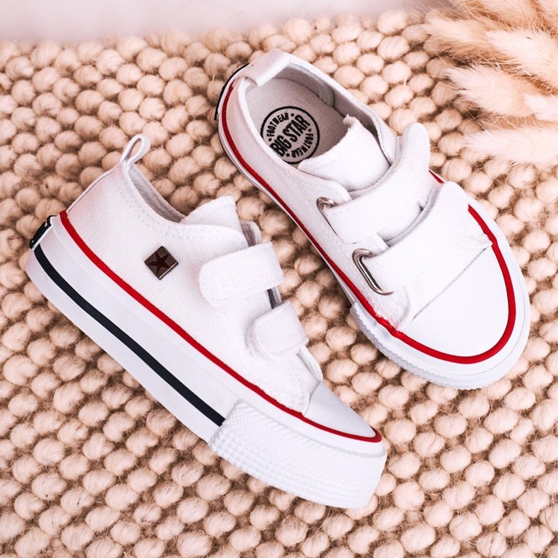 Zapatillas bajas para niños con velcro Big Star HH374095 Blanco 6