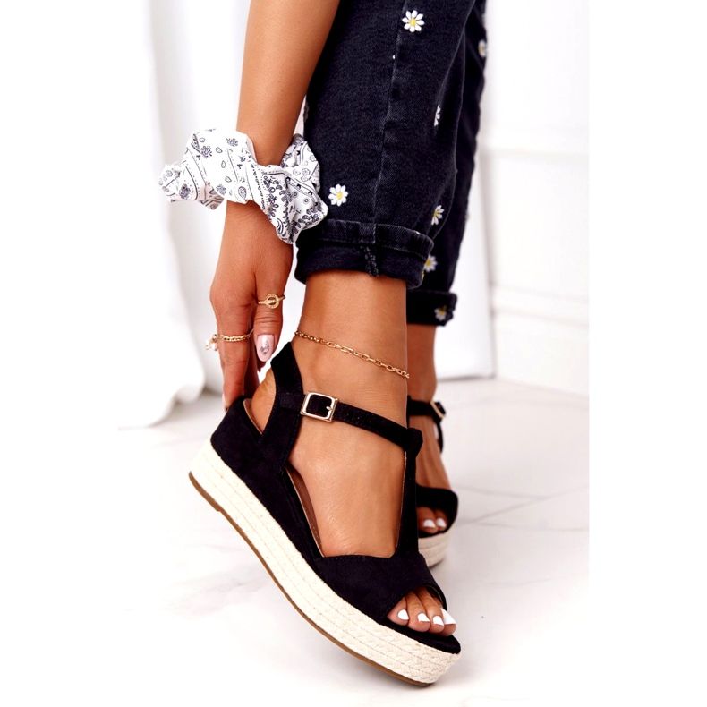 PG1 Negro Sandalias de cuña Graciosa 9R93 Negro 3