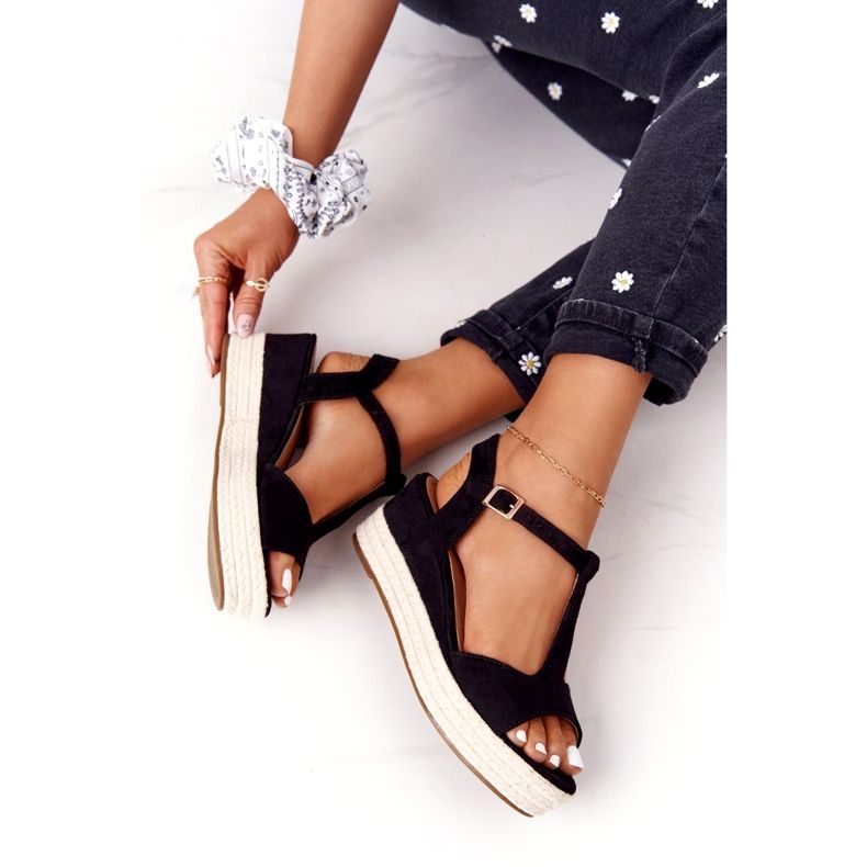 PG1 Negro Sandalias de cuña Graciosa 9R93 Negro 1