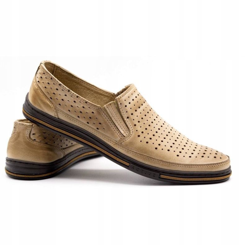 Polbut Zapatos calados para hombre 2107P, beige 3