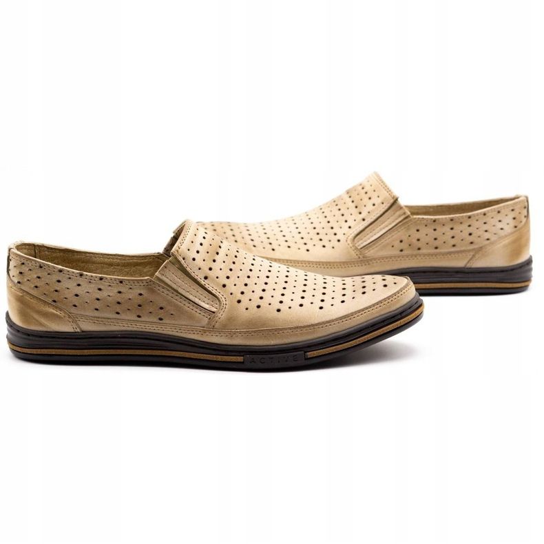 Polbut Zapatos calados para hombre 2107P, beige 4