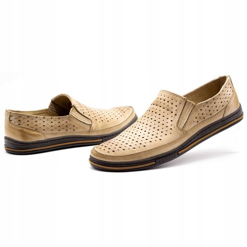 Polbut Zapatos calados para hombre 2107P, beige 5