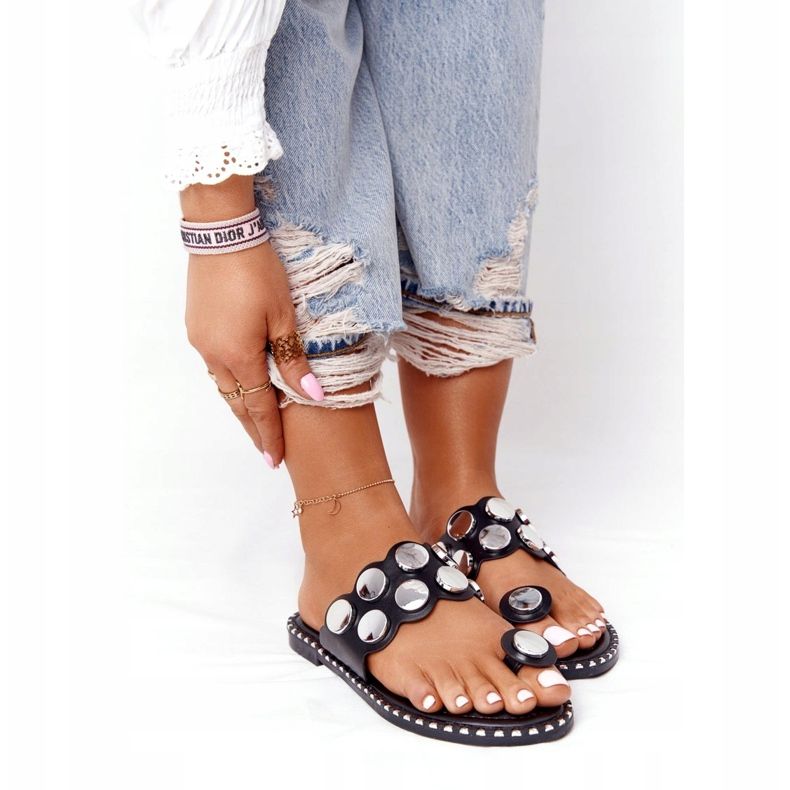 PS1 Pantuflas Con Chorros De Cuero Ecológico SK78P Negro Ava plata 4 PS1 Pantuflas Con Chorros De Cuero Ecológico SK78P Negro Ava plata 4